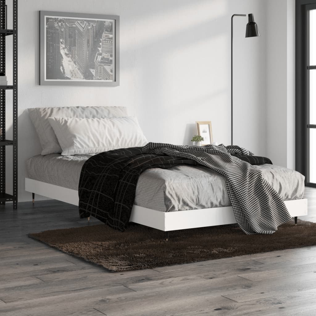Cadru de pat, alb, 90x200 cm, lemn prelucrat - Vendito