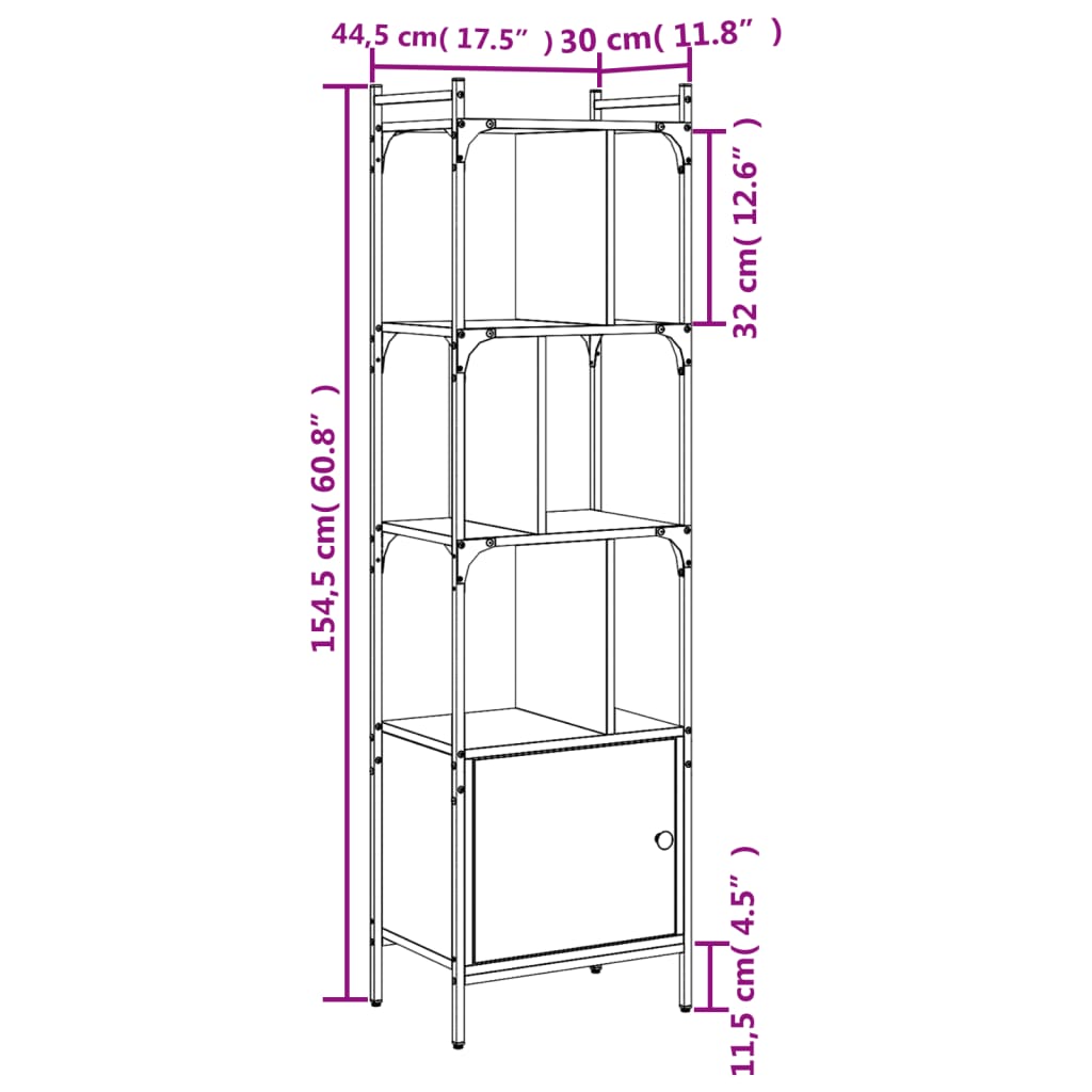 Bibliotecă cu ușă stejar maro 44,5x30x154,5 cm lemn compozit - Vendito