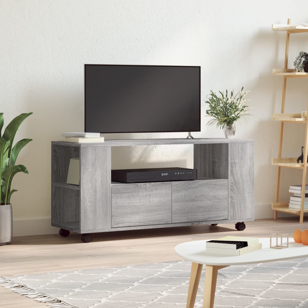 Comodă TV, gri sonoma, 102x34,5x43 cm, lemn prelucrat - Vendito