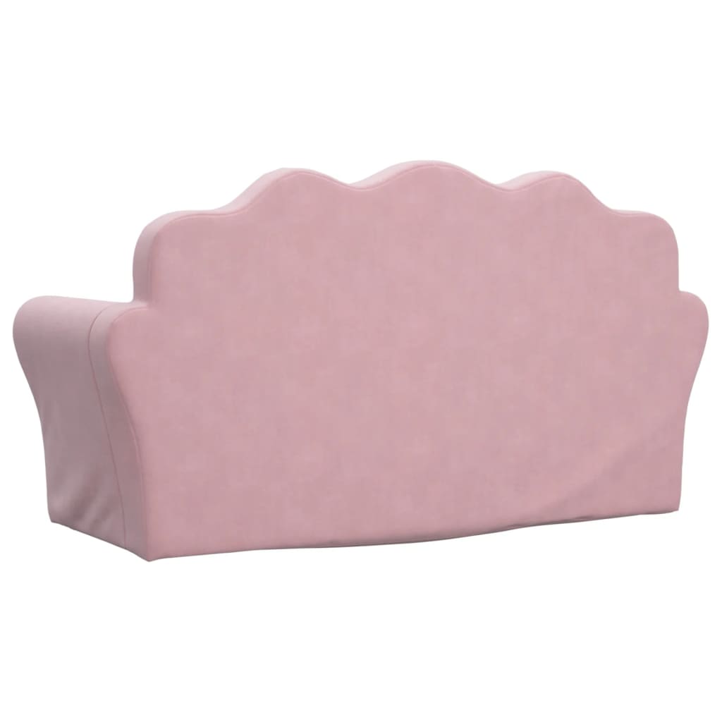 Canapea extensibilă pentru copii cu 2 locuri, roz, pluș moale - Vendito
