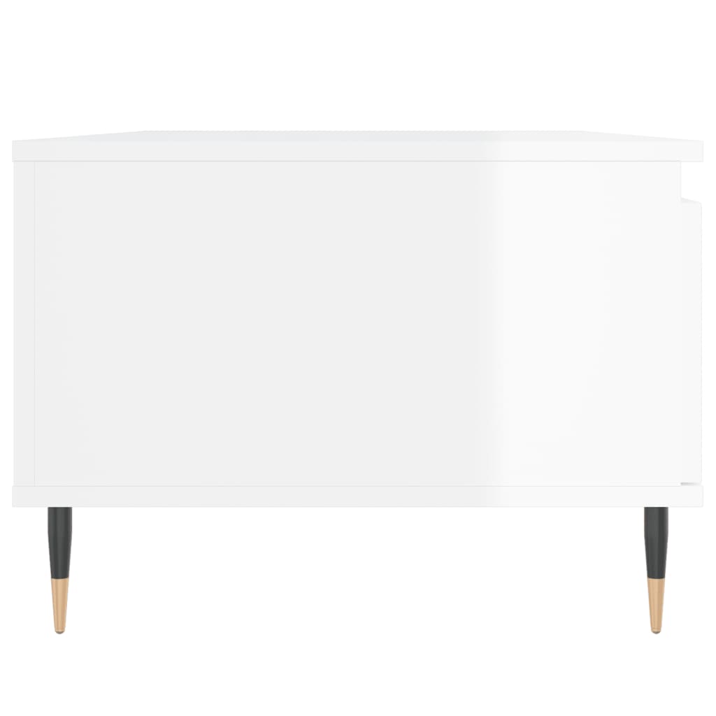 Măsuță de cafea, alb extralucios, 90x50x36,5 cm, lemn compozit - Vendito