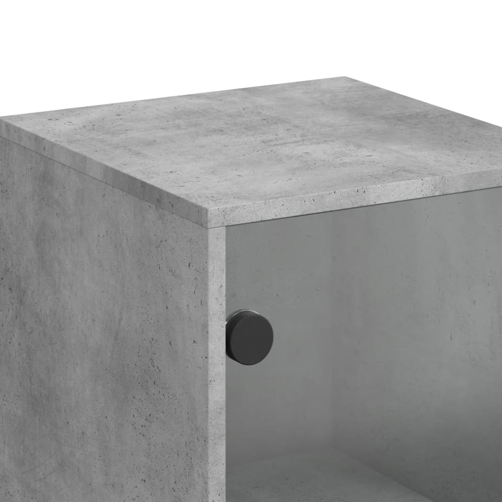 Dulap cu uși din sticlă, gri beton, 35x37x120 cm - Vendito