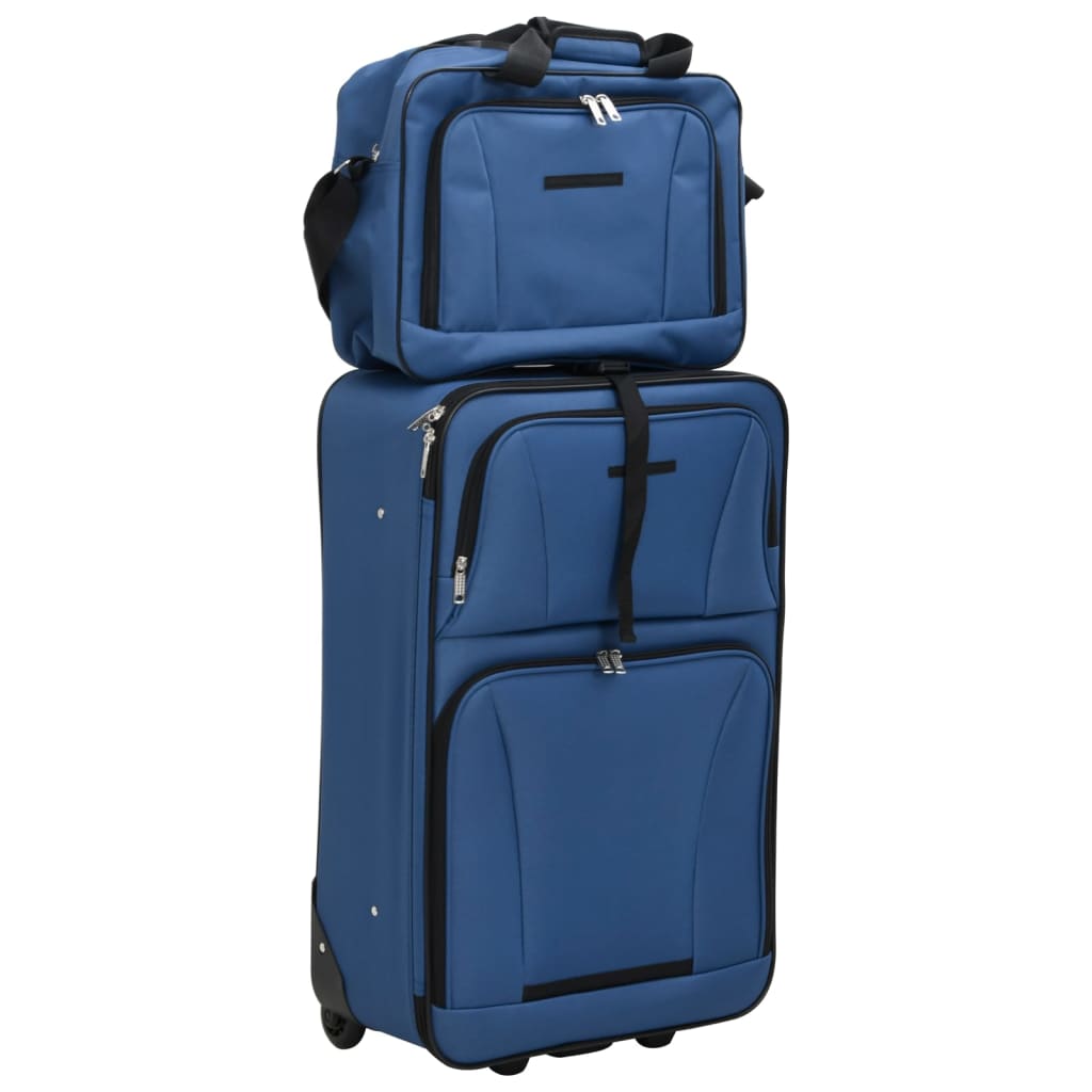 Set de bagaje de călătorie, 5 piese, albastru, material textil